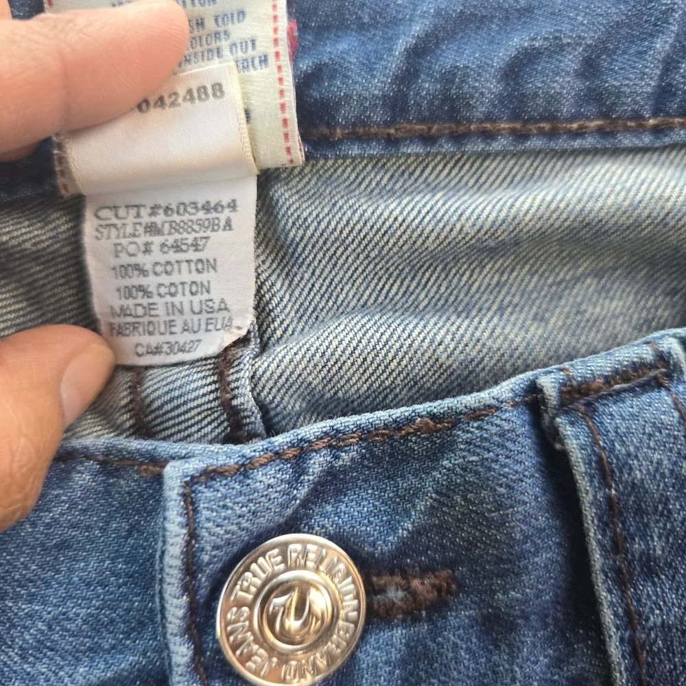 True Religion Ricky Mens Blue Straight Leg Jeans Made in USA MB8859BA Size 34